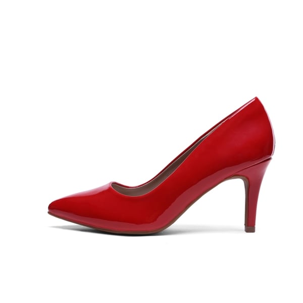 Pointed Toe Classic Stiletto High Heel Pumps - RED PAT - 1